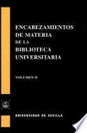 Libro Encabezamientos de materia de la Biblioteca Universitaria de Sevilla